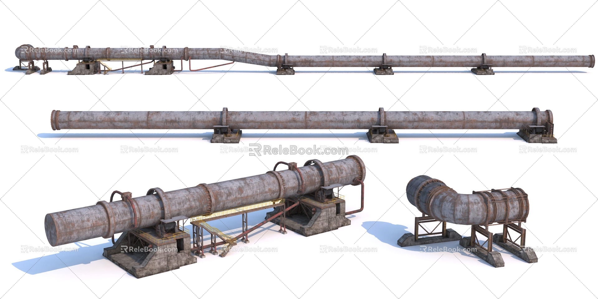 Modern Industrial Chemical Equipment Steel Plant Equipment Cement Plant Equipment Refinery Equipment Tempered Wastewater Sewage Pipe Type Pipe Industrial Steel Equipment 3d model