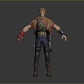 Hooded Game and Movie Character With Red Gloves Blue Arm Guards and Utility Belt