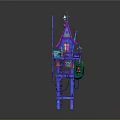 Colorful Cartoon Scene Featuring Playful Tower Windmill Blades Stairs And Platforms