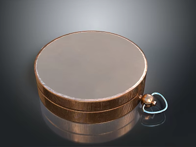 Copper Round Storage Box With Textured Base Lid And Blue Charm 3d model