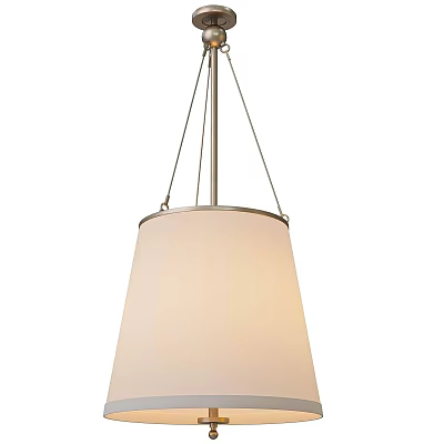 Modern Pendant Light With Soft White Fabric Shade And Silver Metal Frame 3d model