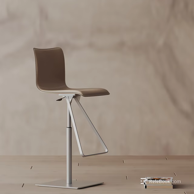 Modern Bar Stool With Leather Seat Sleek Metal Base And Minimalist Design 3d model 