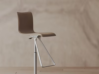 Modern Bar Stool With Leather Seat Sleek Metal Base And Minimalist Design 3d model