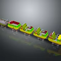 Kids Colorful Playground Train with Yellow Green Carriages and Fun Seats