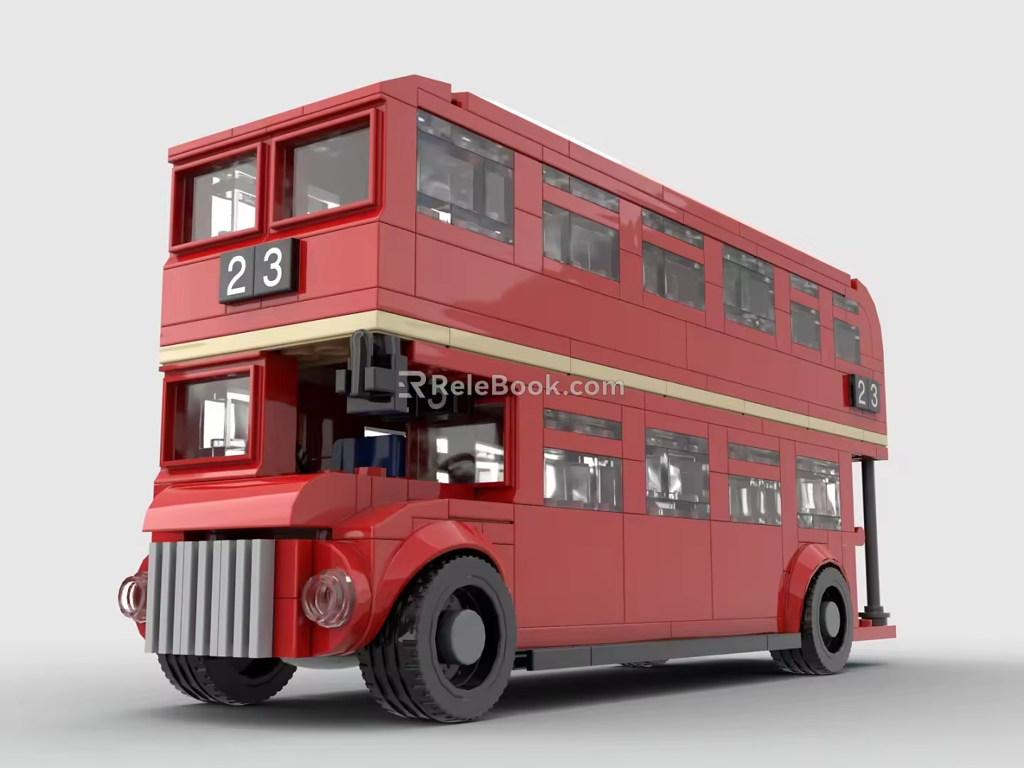 LEGO toy blocks double-decker bus transport 3d model