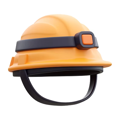Yellow Hard Hat With Black Strap And Orange Buckle Safety Equipment Design 3d model