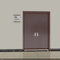 Brown Vertical Striped Double Doors For Room 105 Fire Control Room Against Light Colored Wall