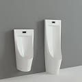 Two Modern White Ceramic Wall Mounted Urinals In Bathroom Setting 3d model