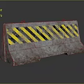 Concrete Traffic Barrier With Yellow Black Diagonal Stripes For Road Safety Control