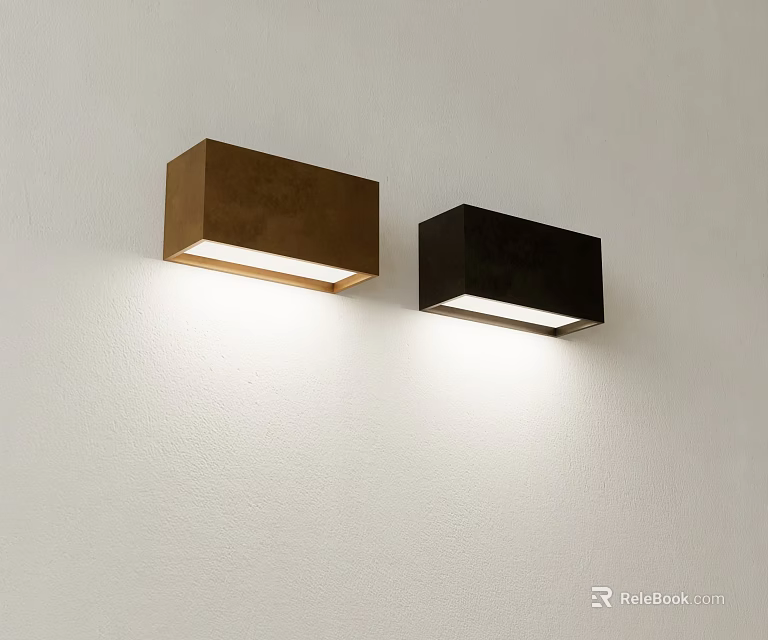 Modern Minimalist Brown and Black Wall Lamps on White Wall with Bright Lighting 3d model 