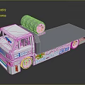 White Model Truck with Flatbed Trailer Gray Drum Yellow Wheel LEWE Logo FOCUS 283 Branding