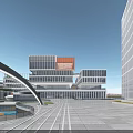 Modern Industrial Park With Glass Curtain Walls Green Spaces And Open Courtyard Areas