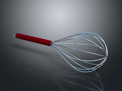 Stainless Steel Whisk With Red Handle For Kitchen Baking And Cooking Needs 3d model