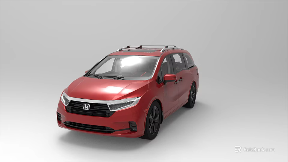 Red Honda MPV With Stylish Roof Rack And Modern Exterior Design 3d model 