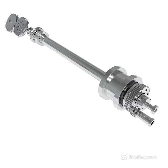 Precision Metal Drive Shaft With Gear Components And Mechanical Engineering Features 3d model 