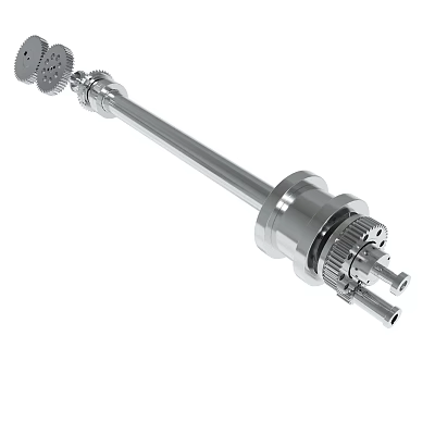 Precision Metal Drive Shaft With Gear Components And Mechanical Engineering Features 3d model