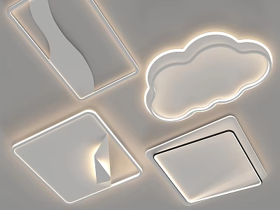 Modern Minimalist Indoor Ceiling Lights With Square And Cloud Shaped LED Design 3d model