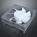 Efficient PC Cooling Fan With White Blades Gray Frame And Mounting Design 3d model