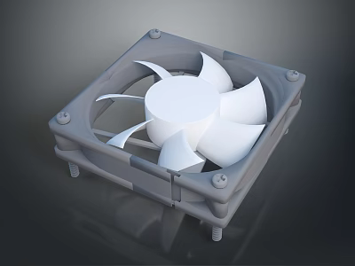 Efficient PC Cooling Fan With White Blades Gray Frame And Mounting Design 3d model