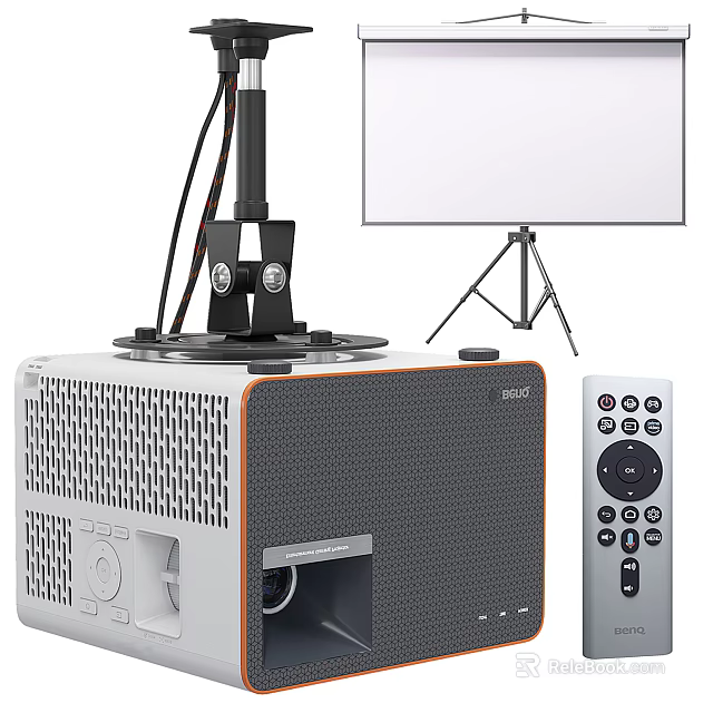 Projection Monitoring System With Projector Screen Tripod Stand And Remote Control 3d model 