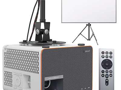 Projection Monitoring System With Projector Screen Tripod Stand And Remote Control 3d model