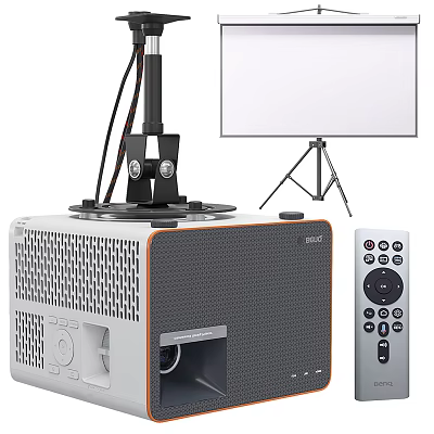 Projection Monitoring System With Projector Screen Tripod Stand And Remote Control 3d model