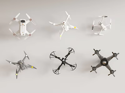 Public Facilities Showcasing Different Drone Models With Various Designs And Colors 3d model