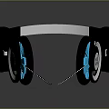 Computer Headphones With Wired Design Black Silver Accents Blue LED Lights And Comfortable Ear Cups