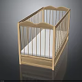 Classic Wooden Baby Crib Furniture With White Mattress And Safety Railings