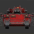 Red Armored Military Tank with Detailed Turret Tracks and Cannon Design