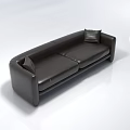 Black Leather Sectional Sofa With Two Pillows In Modern Sleek Design 3d model