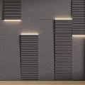 Modern Interior Background Wall Featuring Textured Design Wooden Accents And Built In Lighting
