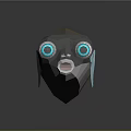 Low Poly Fish With Blue Yellow Gray Stripes Light Blue Fins Tail And White Eyes