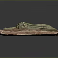 Green Organic Form Sculpture Carved From Stone With Brown Slate Base
