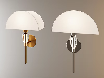 Modern Wall Lamps With White Shades And Gold Silver Metal Bases 3d model