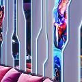 Modern KTV Interior Design With Neon Lights Large Screens And Comfortable Sofa