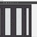 Modern Black Double Entry Door With Glass Panels And Geometric Patterns