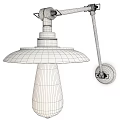 Industrial Style Wall Lamp With Metal Arm Shade And Vintage Clear Illuminated Bulb