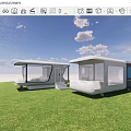 Modern Hotel Room With Glass Walls Balcony And Starry Night View On Grass