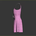 Stylish Pink Checkered Sleeveless Fit And Flare Dress For Women With Belt