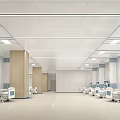 Clean Modern Hospital Outpatient Clinic With Nursing Desk White Counter Wooden Columns And Medical Equipment
