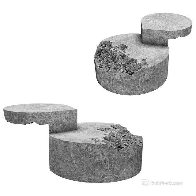Modern Industrial Concrete Coffee Table With Irregular Shape And Textured Surface 3d model 