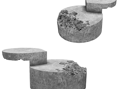 Modern Industrial Concrete Coffee Table With Irregular Shape And Textured Surface 3d model