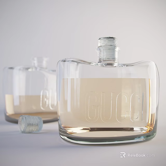 GUCCI Luxury Perfume in Transparent Glass Bottle with Light Fragrance Liquid 3d model 