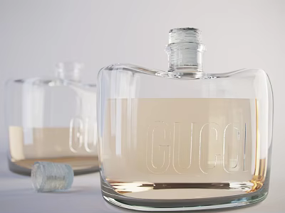 GUCCI Luxury Perfume in Transparent Glass Bottle with Light Fragrance Liquid 3d model