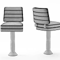 Orange Striped Bar Stools With Silver Metal Base And Black Bottom 3d model