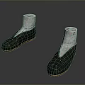 Traditional Handmade Cloth Shoes With Black Upper White Collar And Orange Sole