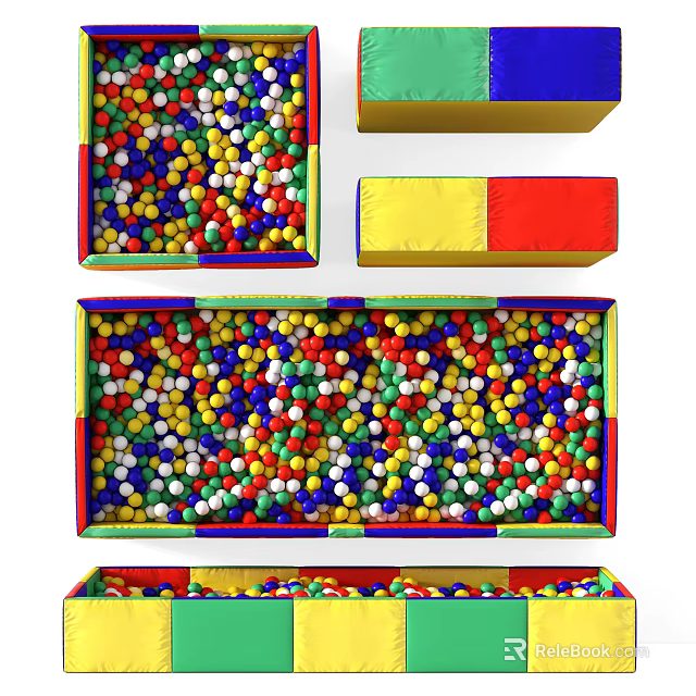 Colorful Ball Pit Play Equipment With Red Yellow Green Blue Soft Safe Padding 3d model 