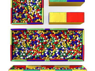 Colorful Ball Pit Play Equipment With Red Yellow Green Blue Soft Safe Padding 3d model