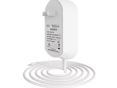 White Compact Wired Phone Charger With Cable For Mobile Devices Power Adapter 3d model